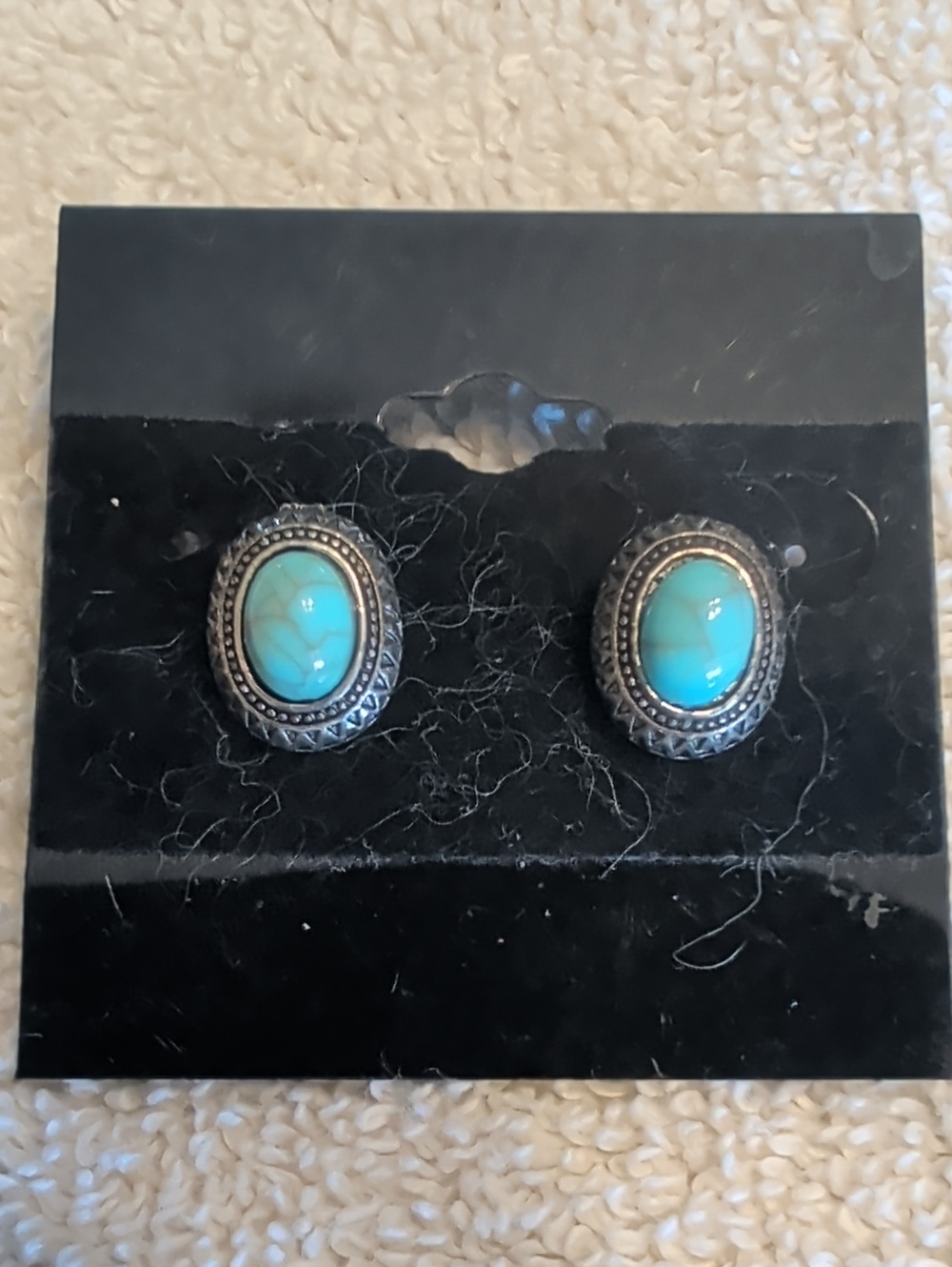 Turquoise Oval Silver-Accent Stud Earrings - Women's Jewelry